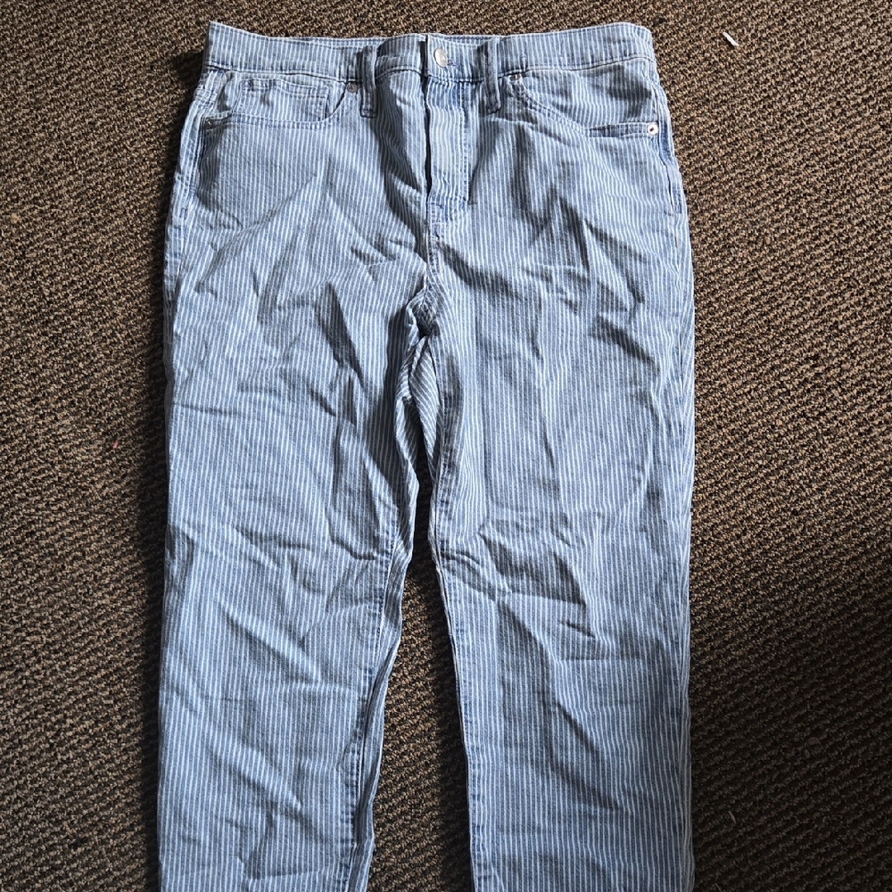 Madewell High Rise Skinny Cropped Ankle Pin-striped Denim Jeans 💫